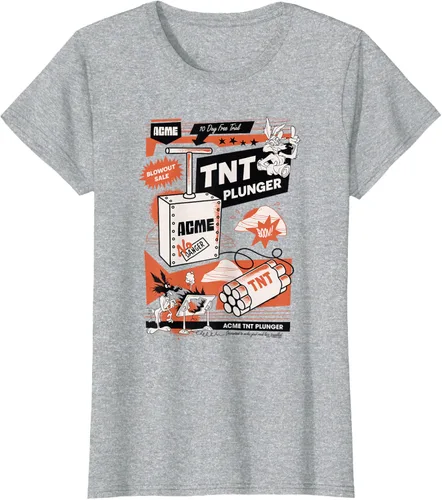 Vista 23 de Looney Tunes Wile E. Coyote - Camiseta de émbolo TNT, Blanco, S