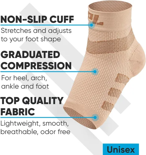 Vista 3 de Powerlix Nano calcetines (2 pares) para neuropatía, para mujeres y hombres, soporte de tobillo para fascitis plantar, calcetines de compresión sin