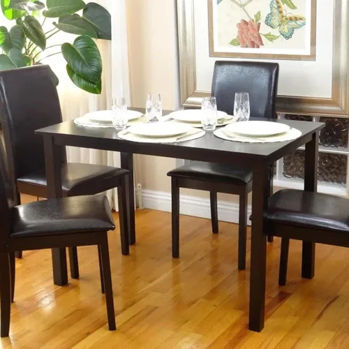 Vista 2 de Mesa rectangular de madera maciza de comedor, estilo contemporáneo, color negro