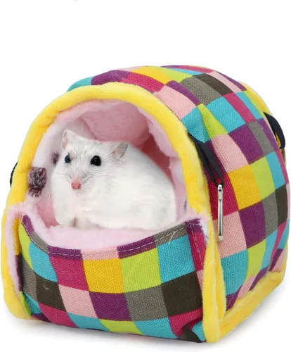 Vista 9 de Wontee Hamster Bed Hideout Sugar Glider Hamaca para animales pequeños, casa de cama cálida para hámsters, erizos, planeadores de azúcar, jerbos