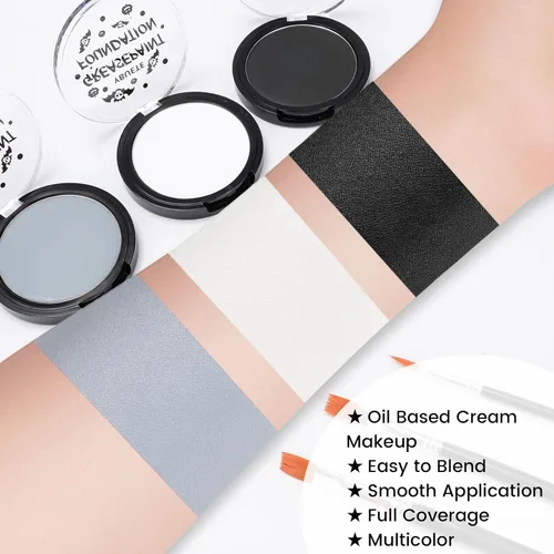 Vista 3 de YBUETE Kit de pintura facial a base de aceite negro, blanco y gris para gris+negro+blanco