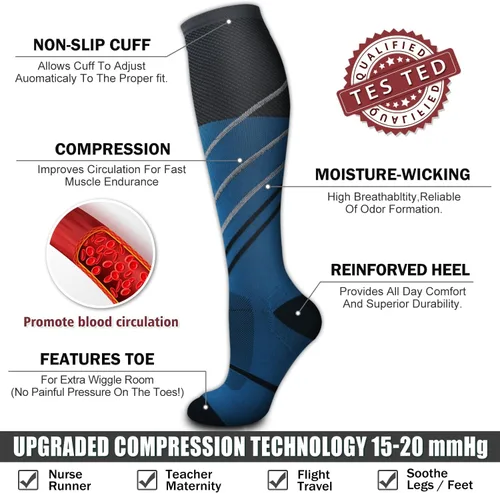 Vista 213 de Bluemaple 6 Pack Copper Compression Socks for Women and Men Circulation-Best Support for Medical, Running,Nursing,Athletic