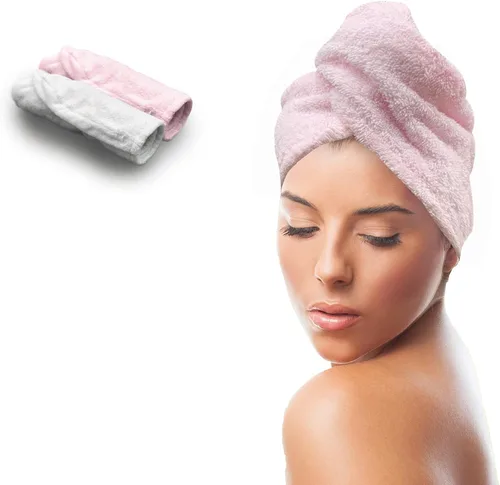 Vista 12 de KEEPOZ Toalla para el cabello de secado rápido, 100% algodón, súper absorbente, turbante para la cabeza para mujeres con botón, productos