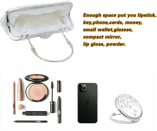 Vista 4 de TOPFIVE - Bolso de mano con cuentas de perlas para mujer para boda fiesta cóctel fiesta