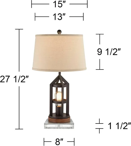 Vista 18 de Franklin Iron Works Lucas - Juego de 2 lámparas de mesa occidentales de 26 pulgadas de alto con puerto de carga USB y luz nocturna, pantalla LED