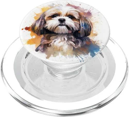 Vista 8 de Shih Tzu Dog PopSockets PopGrip estándar