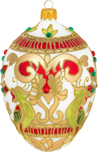 Vista 5 de Miss Christmas Palace Collection 2025 - Adorno dorado para árbol de Navidad de cristal soplado de 5 pulgadas (elegante patrón vienés)