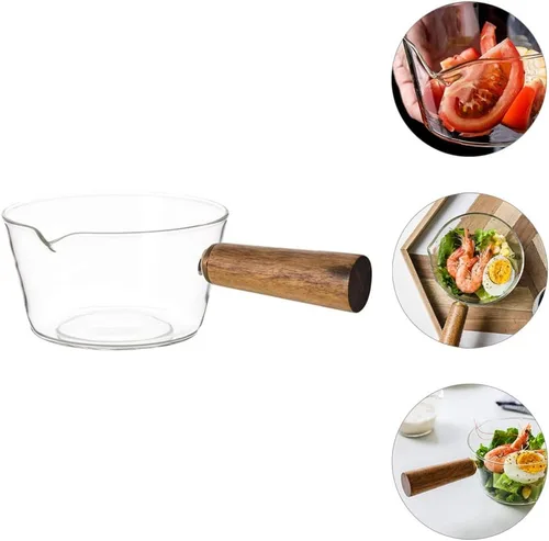 Vista 6 de Cabilock Olla de vidrio de borosilicato para leche, resistente al calor, cacerola de vidrio para estufa, 8.07 x 4.92 x 2.55 pulgadas, mango