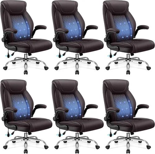 Vista 19 de BestGlory Silla de oficina ejecutiva con soporte lumbar, silla de escritorio ergonómica grande y alta, silla de cuero cómoda con respaldo alto