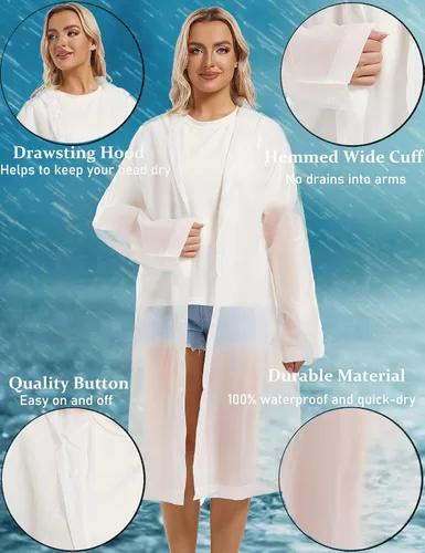 Vista 156 de 2 abrigos de lluvia de Borogo para adultos, chaquetas de lluvia reutilizables para hombres y mujeres