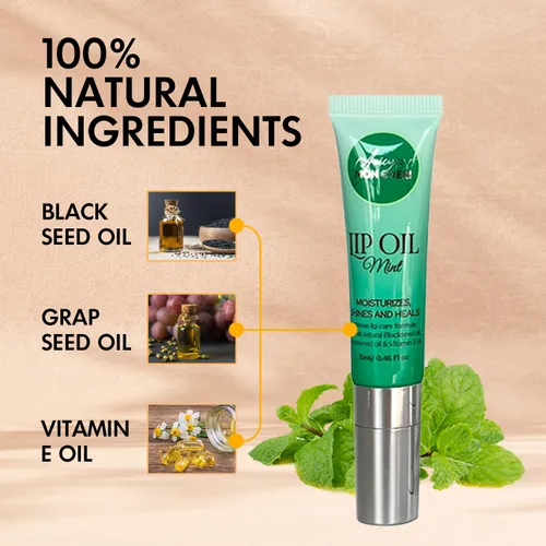 Vista 2 de Aceite labial hecho con aceites Juicy By Mon Cheri de semillas negras, semillas de uva y vitamina E (limonada de bayas)