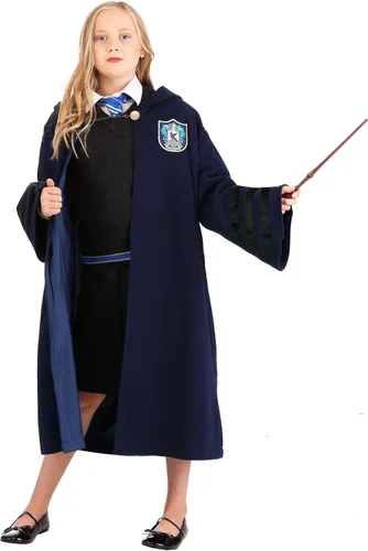 Vista 9 de Batas temáticas de la casa de Hogwarts Fantastic Beasts para niños, bata vintage de Hogwarts, disfraz de mago de Harry Potter para cosplay