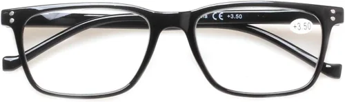 Vista 6 de JOSCHOO Paquete de 5 lentes de lectura para hombres y mujeres, bisagras de resorte, anteojos cómodos para leer (3 negros 2 tortuga, 0.5)