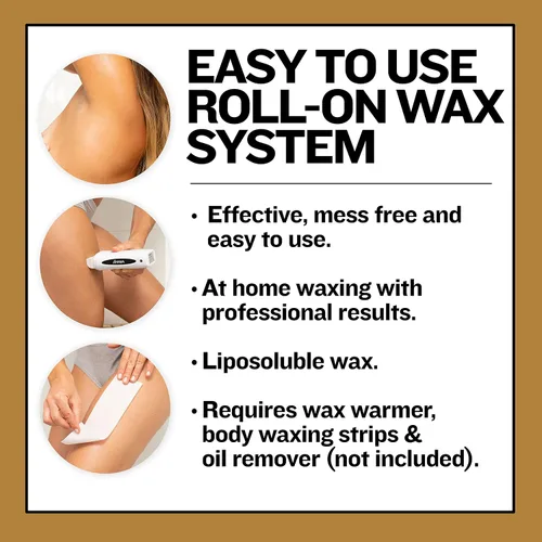 Vista 2 de Waxup Cartucho de depilación Gold Roll On, repuesto de rodillo depilatorio para piernas y brazos, 3.88 onzas / 3.88 oz (paquete de 4), calentador