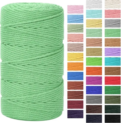 Vista 26 de Cordón de macramé 3mm x 300m Cuerda de macramé 100% algodón natural Cordón de algodón trenzado de 4 hebras para manualidades DIY, adornos