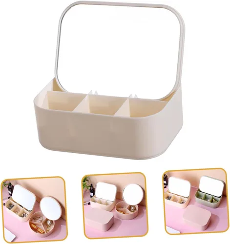 Vista 6 de Beavorty Box Storage vanity mirror cosmetic mirror with storage Jewelry Storage Case vanity mirror with storage joyero para mujer Jewelry Case