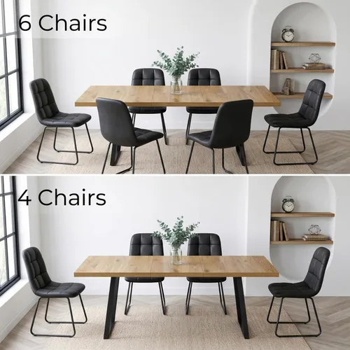 Vista 6 de ZckyCine Mesa de Comedor Moderna de Mediados de Siglo y Sillas para 4 Rectangular de Madera Expandible que Ahorra Espacio Multifuncional Marrón