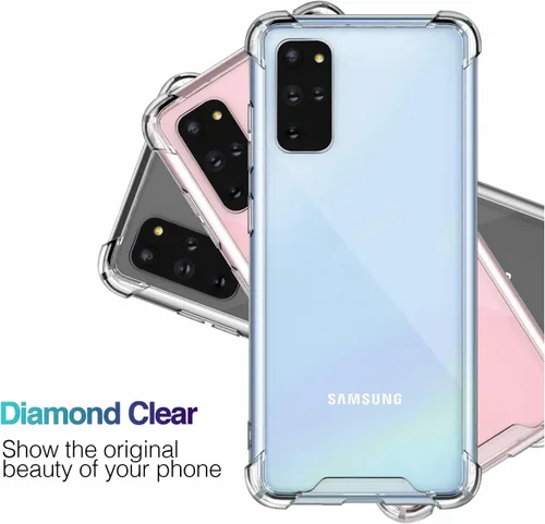 Vista 6 de KIOMY Funda transparente para Samsung Galaxy S20 Plus 5G Hybrid Hard PC Back con TPU suave parachoques [protección contra caídas de grado militar] a
