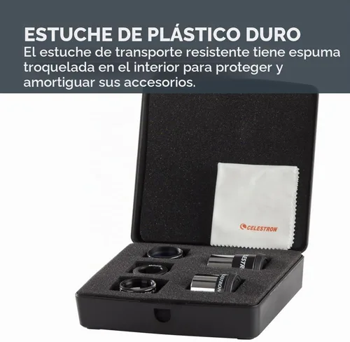 Vista 5 de Celestron PowerSeeker kit de accesorios de telescopio Essential Accessories for Beginning Astronomers, 2 Kellner Eyepieces, 3 Colored Filters