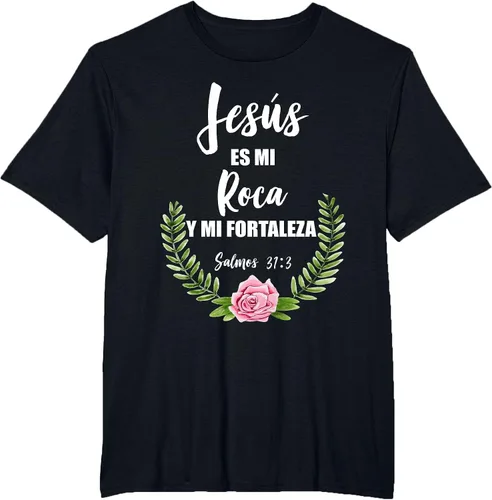 Vista 3 de Jesus ES Mi Roca - Camiseta con versículo bíblico cristiano español Salmos Asphalt Grey