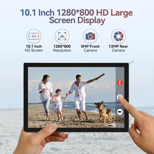 Vista 3 de Tableta Android 2026, tabletas de 10 pulgadas (4+4) GB RAM 64GB ROM 1TB Expand, tabletas 2 en 1 con teclado, funda, lápiz capacitivo, tableta PC