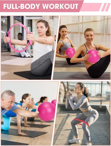 Vista 3 de Juego de anillos de pilates para entrenamiento en casa, kit esencial de pilates para mujeres