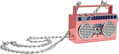 Vista 12 de Altavoz inalámbrico portátil mini Bluetooth de 50 aniversario del Hip Hop, Boombox retro portátil, collar de 27 pulgadas, radio FM, botones a bordo