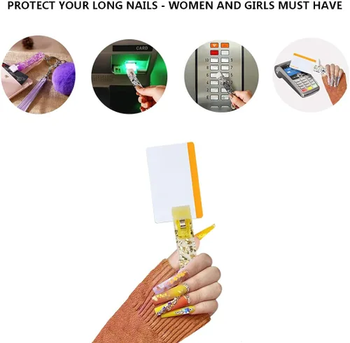 Vista 4 de Azptan Clip de tarjeta para uñas largas, llavero de pulsera para mujeres y niñas