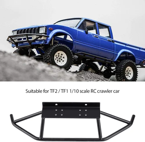 Vista 7 de Parachoques de coche RC, parachoques delantero trasero de metal para parachoques de oruga RC escala 1/10 con protección resistente para entusiastas