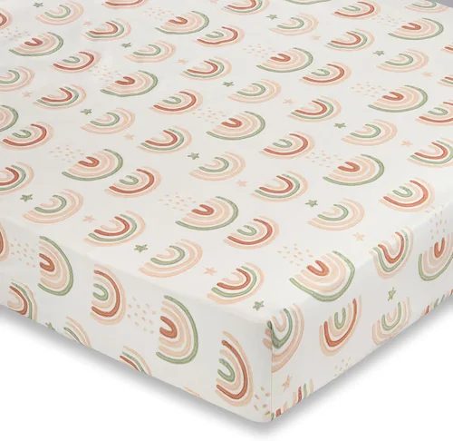 Vista 27 de Crane Baby Sábana bajera, sábana bajera ajustable de algodón suave para cunas y guarderías, cobre beige, 28 pulgadas de ancho x 52 pulgadas de alto