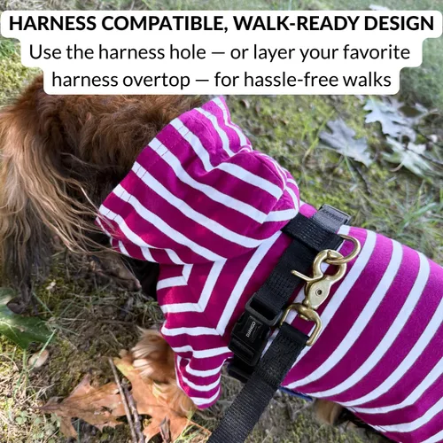Vista 5 de Sudadera con capucha para perro – Cálido, ligero, suave y elástico para perro con capucha, agujero para arnés y cintura elástica – Sudadera