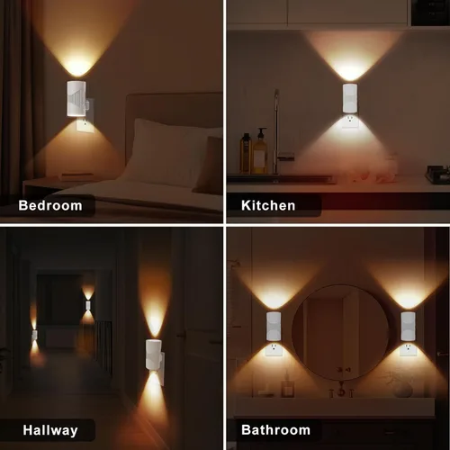Vista 6 de easuntec Luz Nocturna, Luces Nocturnas Enchufables en la Pared, Luz Nocturna LED Cálida, Sensor de Luz de Atardecer a Amanecer, 3 Modos de Luz