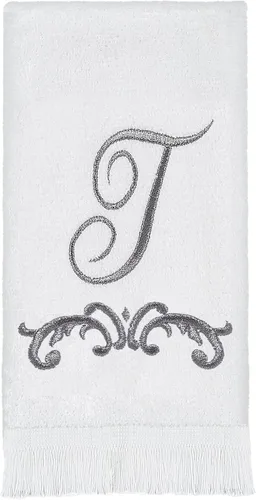 Vista 10 de Avanti Monogram - Toalla para dedos en forma de F, color blanco/peltre
