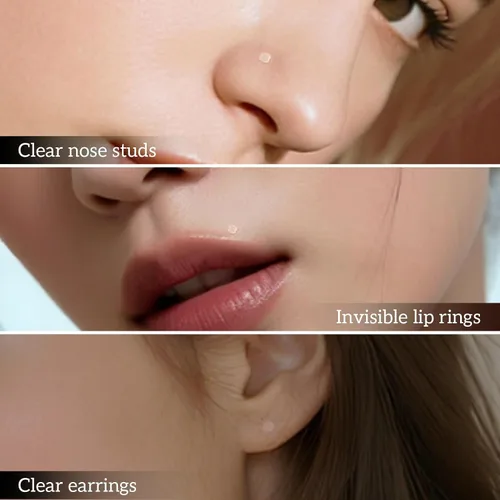 Vista 4 de Aretes transparentes/piercing de labio transparente de 0.236 pulgadas, 0.315 pulgadas, 0.394 pulgadas, aretes suaves de calibre 16, invisibles