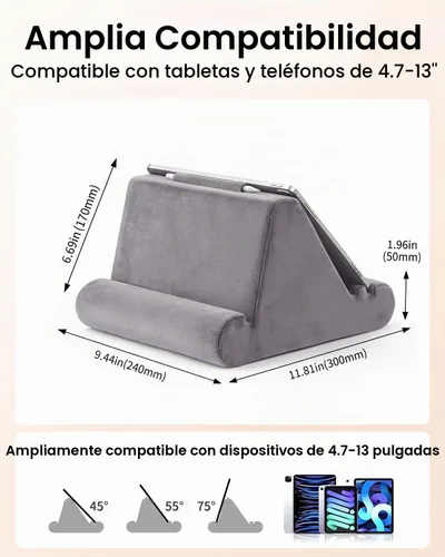 Vista 5 de Soporte de almohada para tableta, soporte de almohada suave para iPad
