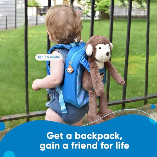 Vista 2 de Regalos para niños de 3 años Mochila para niños pequeños, mochila de animales de peluche de mono, regalos de cumpleaños para niños de 3 años