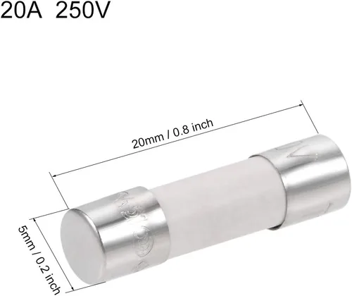 Vista 2 de uxcell Cartucho de cerámica fusibles 20A 250V 0.197x0.787 in lento golpe reemplazo para amplificador de audio estéreo cerámica 10 unids