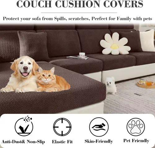 Vista 3 de Fundas de Cojines para Sofá Seccional, Fundas de Sofá Seccional para Muebles, Fundas de Sofá Lavables Elásticas Fundas de Sofá Suaves