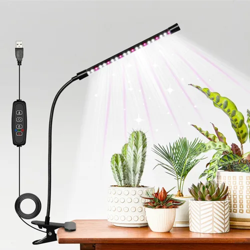 Vista 17 de iPower 21 Luz LED de Crecimiento con Espectro Completo para Plantas de Interior, Cuello de Cisne Ajustable, 3 Modos de Luz y 10 Niveles Regulables