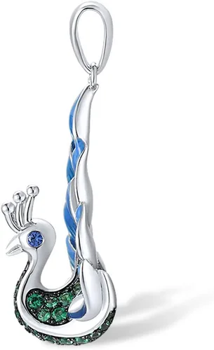 Vista 2 de Santuzza Colgante de plata de ley 925 esmaltado pavo real para mujer