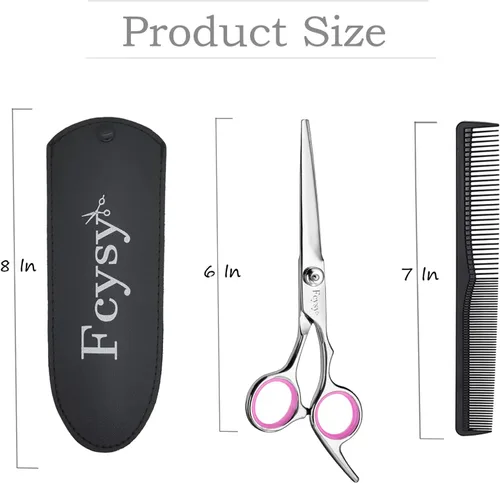 Vista 2 de Fcysy Tijeras profesionales de corte de pelo de 6 pulgadas, tijeras de peluquería con peine, tijeras de pelo de salón para hombres, mujeres