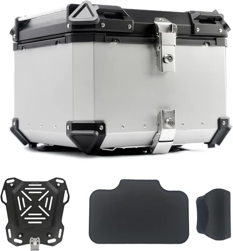 Vista 7 de 55L Caja Superior para Motocicleta, Maletero Universal de Aluminio para Motocicleta, Maleta de Equipaje con Doble Llave (Negro, 55L)