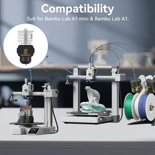 Vista 7 de Boquilla de acero endurecido Hotend A1/A1 Mini/A2L de intercambio rápido Extremo caliente de estructura integrada de alta temperatura y velocidad