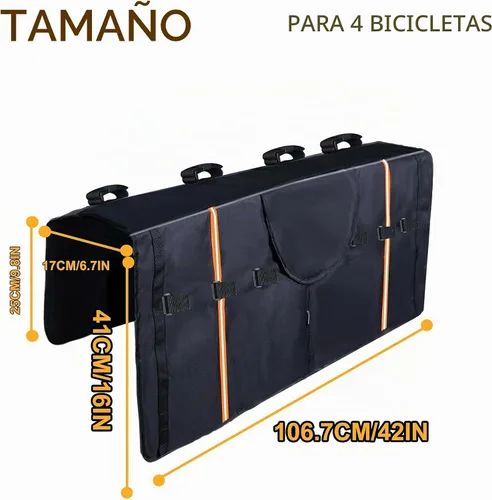 Vista 8 de Amooca - Almohadilla para puerta trasera de camioneta para bicicletas de montaña, con 2 bolsillos para herramientas, de 42" de ancho para 4