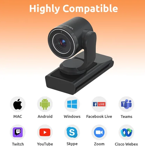 Vista 6 de TOUCAN Cámara web 1080P con micrófono, cámara de transmisión FHD con 1080P/60fps, protección de privacidad Plug and Play, cámara web ultra compacta