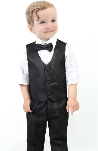 Vista 4 de Lilax Conjunto de traje formal para niños de 4 piezas, chaleco, pantalones y corbata