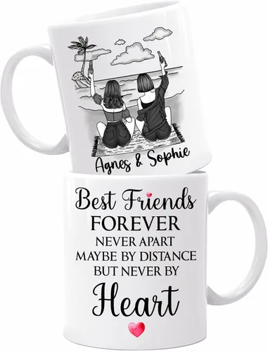 Vista 17 de Taza personalizada para mejor amiga para mujer, con texto en inglés "Best Friends We'll Be Friends Until We're Old Taza para mejor amiga, mejor