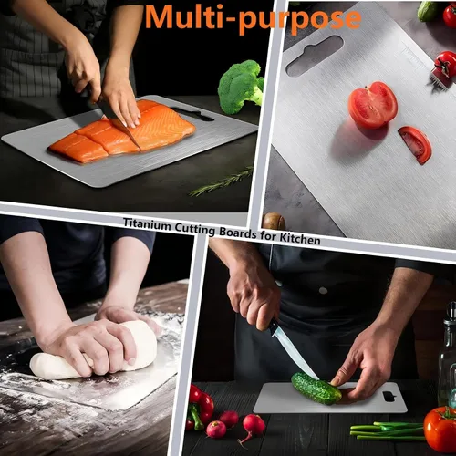 Vista 3 de Tabla de Cortar de Titanio, Tablas de Cortar de Titanio 100% Puro para Cocina, Tabla de Cortar de Doble Cara Grado Alimentario - Apta