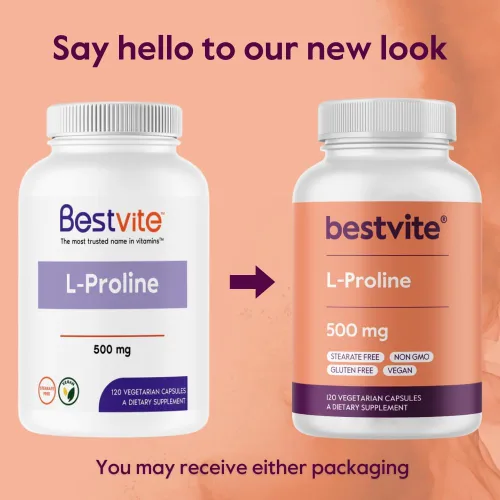 Vista 7 de BESTVITE L-Proline 500mg (120 cápsulas vegetarianas) - Sin estearatos - Sin rellenos - Vegano - Sin gluten - Sin OMG