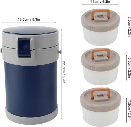 Vista 2 de AUNMAS - Lonchera aislada al vacío de acero inoxidable de 2 litros con válvula de ventilación de prensa para una fácil apertura, diseño apilable